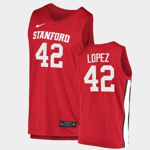 Men's Stanford Cardinal College Basketball Red Robin Lopez #42 2020-21 Jersey 744691-714